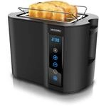 Arendo Toaster Kurzschlitz, Br&ouml;tchenaufsatz, W&auml;rmeisoliertes Geh&auml;use, Display,