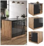 Vicco K&uuml;cheninsel K&uuml;chenblock Einbauk&uuml;che Fame-Line Eiche Anthrazit 90 cm modern