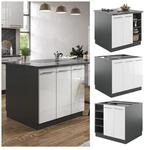 Vicco K&uuml;cheninsel K&uuml;chenblock Einbauk&uuml;che Fame-Line Anthrazit Wei&szlig; 90 cm modern