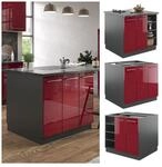 Vicco K&uuml;cheninsel K&uuml;chenblock Einbauk&uuml;che Fame-Line Anthrazit Bordeaux Rot...