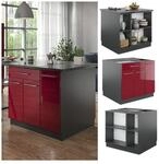 Vicco K&uuml;cheninsel K&uuml;chenblock Einbauk&uuml;che Fame-Line Anthrazit Bordeaux Rot 90 cm