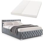Juskys Polsterbett Nizza 120x200 cm &ndash; Matratze, Stauraum & LEDs - Samtbezug mit