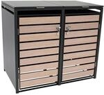 M&uuml;lltonnenbox BERLIN 132x80x116cm f&uuml;r 2x Tonnen 120 und 240 Liter, Stahl...