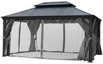 Pavillon Gartenpavillon 3,65x3,65m BAGDAD anthrazit aus Aluminium mit Hardtop aus