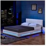 HOME DELUXE LED Bett ASTEROID - 140 x 200 cm Wei&szlig;