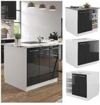 Vicco K&uuml;cheninsel K&uuml;chenblock Einbauk&uuml;che Fame-Line Wei&szlig; Anthrazit 90 cm modern