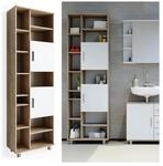 VICCO Badschrank ILIAS 190 x 60 cm Wei&szlig; Sonoma - Hochschrank Regal Badregal
