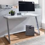 Schreibtisch FineBuy Computertisch Hochglanz Wei&szlig; 120 cm Tisch B&uuml;ro Metall