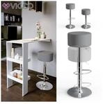 Vicco Design Barhocker 2er Set Grau Schminkhocker h&ouml;henverstellbar Drehstuhl