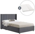 Juskys Polsterbett Savona 140x200 cm mit Stauraum, H3 Matratze, Samt-Bezug, bis 250kg