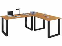 VCM Holz Schreibtisch Computertisch Arbeitstisch Büromöbel Eckschreibtisch Lona