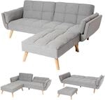 Schlafsofa MCW-K18 mit Ottomane, Couch Sofa G&auml;stebett, Schlaffunktion...
