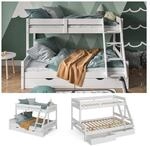 VitaliSpa Hochbett Kinderbett Spielbett Everest Wei&szlig; modern 140x200 Massivholz