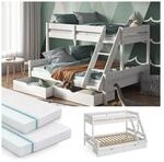 VitaliSpa Hochbett Kinderbett Spielbett Everest Wei&szlig; modern 140x200 Massivholz