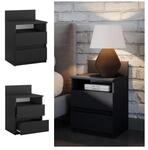 Vicco Nachttisch Monty, 39,6 x 59,1 cm, Schwarz, Nachtschrank mit 2 Schubf&auml;cher