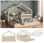 VitaliSpa Design Kinderbett 160x80 Babybett Hausbett G&auml;stebett Matratze natur