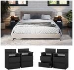 Vicco Nachttisch 2er Set Monty, 39,6 x 59,1 cm, Schwarz, 2 Schubf&auml;cher