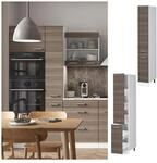 Vicco Apothekerhochschrank K&uuml;chenschrank K&uuml;chenzeile R-Line 30 cm Wei&szlig; Edelgrau