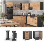 Vicco Eckunterschrank K&uuml;chenschrank K&uuml;chenzeile R-Line 86 cm Anthrazit Eiche T&uuml;r