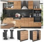 Vicco Unterschrank K&uuml;chenschrank K&uuml;chenm&ouml;bel Fame-Line Anthrazit Eiche modern 80
