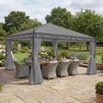 Pergola Calpe, Garten Pavillon, stabiles 7cm-Gestell mit Seitenwand ~ hellgrau 4x4m