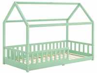 Juskys Kinderbett Marli 90 x 200 cm mit Rausfallschutz, Lattenrost & Dach - Holz