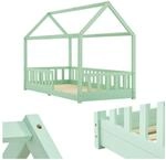 Juskys Kinderbett Marli 90 x 200 cm mit Rausfallschutz, Lattenrost & Dach - Holz