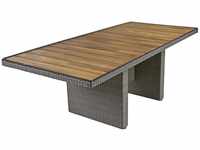Tisch BRAGA 220cm grau Polyrattan Akazie Gartentisch Garten Gartenmöbel Möbel