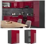 Vicco H&auml;ngeschrank K&uuml;chenschrank K&uuml;chenzeile R-Line 45 cm Anthrazit Bordeaux T&uuml;r