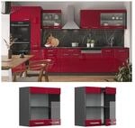 Vicco H&auml;ngeglasschrank K&uuml;chenschrank K&uuml;chenzeile R-Line 60 cm Anthrazit Bordeaux