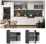 Vicco H&auml;ngeglasschrank K&uuml;chenschrank K&uuml;chenzeile R-Line 60 cm Anthrazit Wei&szlig; T&uuml;r