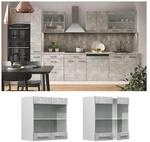 Vicco H&auml;ngeglasschrank K&uuml;chenschrank K&uuml;chenzeile R-Line 60 cm Wei&szlig; Beton T&uuml;r