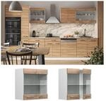 Vicco H&auml;ngeglasschrank K&uuml;chenschrank K&uuml;chenzeile R-Line 60 cm Wei&szlig; Sonoma T&uuml;r