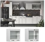 Vicco H&auml;ngeglasschrank K&uuml;chenschrank K&uuml;chenzeile R-Line Landhaus 60 cm Wei&szlig; T&uuml;r
