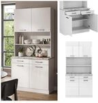 Vicco Buffetk&uuml;che K&uuml;chenzeile K&uuml;chenblock R-Line Wei&szlig; Hochglanz modern 100 cm