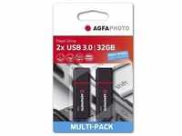 AGFAPHOTO USB 3.2 Gen 1 32GB black MP2 (32 GB, USB 3.2), USB Stick, Schwarz
