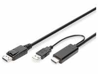Digitus 4K HDMI Adapterkabel - HDMI auf DisplayPort (2 m, HDMI), Video Kabel