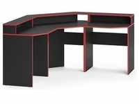 Vicco Gaming Tisch Kron, Rot/Schwarz, 90 x 90 cm, Gaming Tisch, Rot