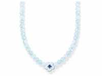 Thomas Sabo, Halsschmuck, Choker Blume mit blauen Perlen, (925er Silber, Emaille, 34