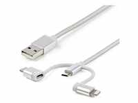 StarTech USB Lightning Kabel - USB-C Micro-B Laddekabel - 1m - geflochten - Silber -