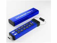 iStorage datAshur PRO+ Type C (128 GB, USB C), USB Stick, Blau