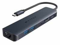 Hyper USB-C Hub (USB C), Dockingstation + USB Hub, Blau