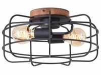 Brilliant, Wandleuchte + Deckenleuchte, Plafondlamp Gwen E27 max 2x60W - Hout/Zwart