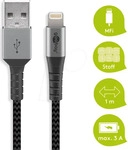 Goobay 49268, Goobay Lightning auf USB-A Textilkabel mit Metallsteckern (space
