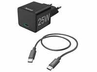 Hama Mini-Ladeset, USB-C, 25 Watt PD, Schwarz (25 W, Power Delivery, Quick Charge