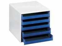 Metzger&Mendle, Dokumentenablage, M&M Schubladenbox blau DIN A4 mit 5 Schubladen