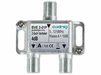 Axing 2-fach Verteiler BVE 2-01P 51218 MHz Bauform 01, TV Receiver Zubehör, Silber