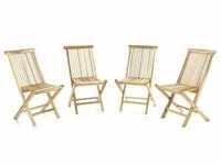 VCM, Gartenstühle, 4er Set Gartenstuhl Teak Holz unbehandelt klappbar Stühle