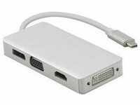 Helos Dockingstation, USB 3.1 Type-CTM St./DP/HDMI/DVI/VGA Bu, PREMIUM 4K, silber USB