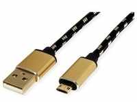 Roline Gold USB-A - Micro B (0.80 m, USB 2.0), USB Kabel